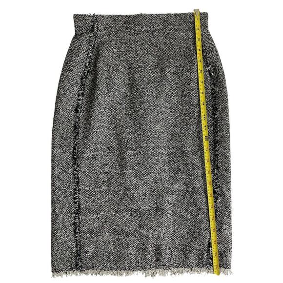REBECCA TAYLOR SKIRT A LINE PENCIL GRAY/BLACK SZ 0 TRIM HEM FRINGE AESTHETIC - Picture 3 of 13